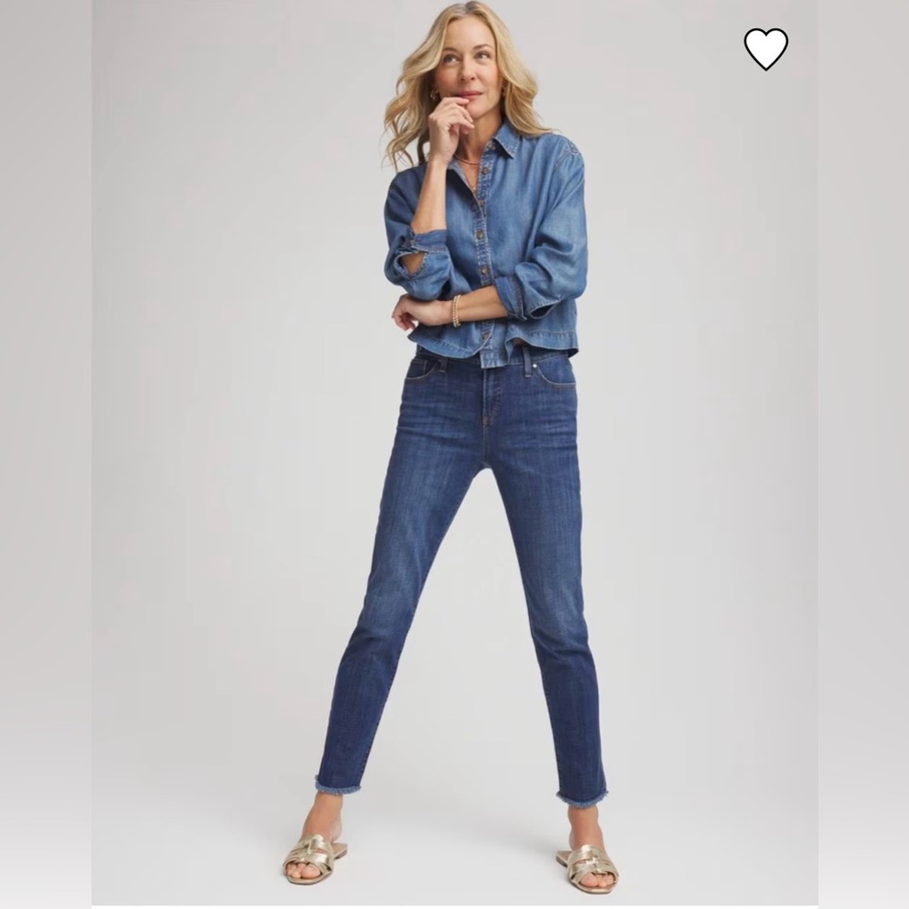 Girlfriend Slim Leg, So-Slimming Frayed Hem Ankle Jean from Chico’s